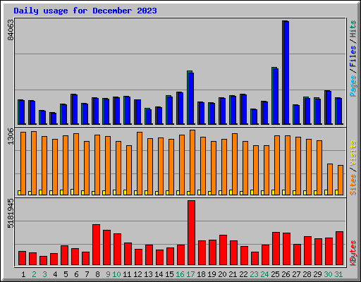 Daily usage for December 2023
