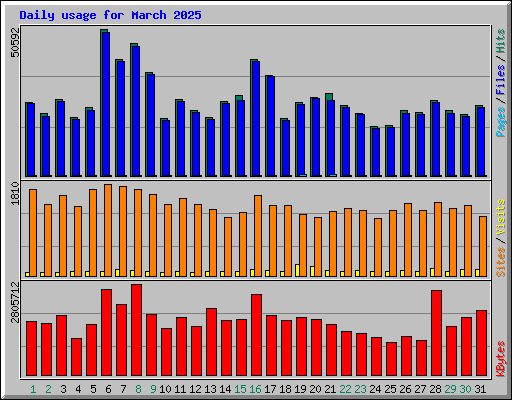 Daily usage for March 2025