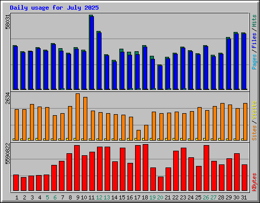 Daily usage for July 2025