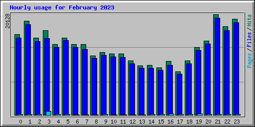 Hourly usage for February 2023