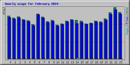 Hourly usage for February 2024