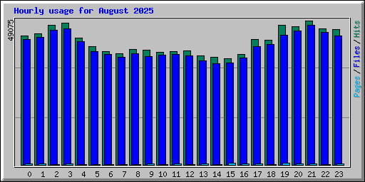 Hourly usage for August 2025